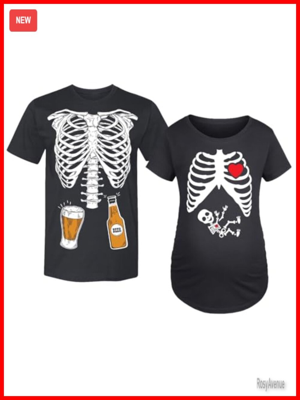 Halloween Skeleton X-Ray Maternity & Dad Matching Shirt Set Pregnancy Reveal